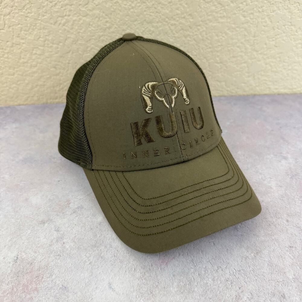 KUIU Hat Inner Circle Mens Trucker Olive Green Embroidered Logo Curved Bill